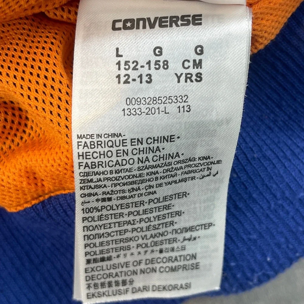 Converse Kids Large‎ 12-13 Blue Colorblock Windbreaker Jacket Hooded
